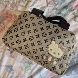 Sanrio Hello Kitty Beige and Brown Women's Bag Charm Bag Handles Lunch Carry On